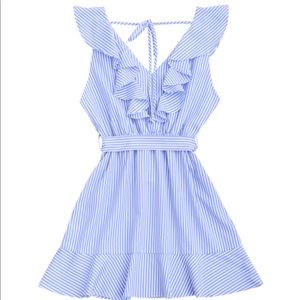 Striped Belted Dress with Ruffle Hem BRAND NEW